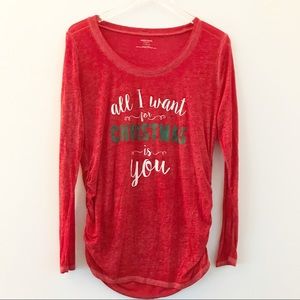NWOT, Motherhood Christmas long sleeve Top, Sz. L